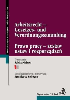 Chomikuj, ebook online Arbeitsrecht -Gesetzes- und Verordnungssammlung Prawo pracy – zestaw ustaw i rozporządzeń. Sabina Ociepa