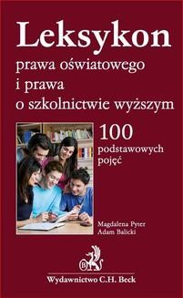 Chomikuj, ebook online Leksykon prawa oświatowego i prawa o szkolnictwie wyższym. 100 podstawowych pojęć. Magdalena Pyter