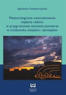 Ebook Meteorologiczne uwarunkowania stężenia radonu w przygruntowej warstwie powietrza w środowisku miejskim i zamiejskim pdf