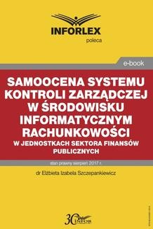 Ebook Samoocena systemu kontroli zarządczej w środowisku informatycznym rachunkowości w jednostkach sektora finansów publicznych pdf