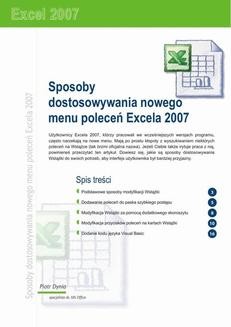 Chomikuj, ebook online Sposoby dostosowywania nowego menu poleceń Excela 2007. Praca zbiorowa