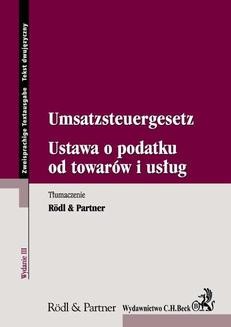 Chomikuj, ebook online Ustawa o podatku od towarów i usług. Umsatzsteuergesetz. Opracowanie zbiorowe null
